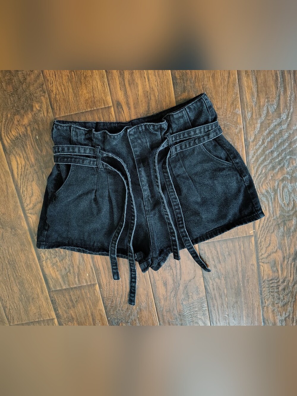 Forever 21 Black High-Waist Paperbag Tie-Waist Shorts